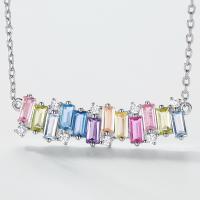 Multicolor Baguette Gemstone Station Necklace