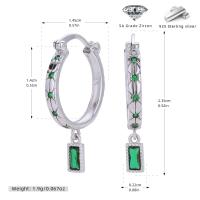 Silver Green Zircon Hoop Earrings