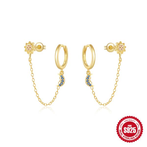 Gold-Plated Celestial Hoop Earrings