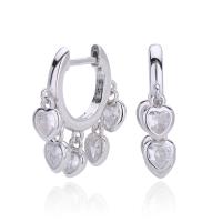 Silver Heart Charm Huggie Earrings