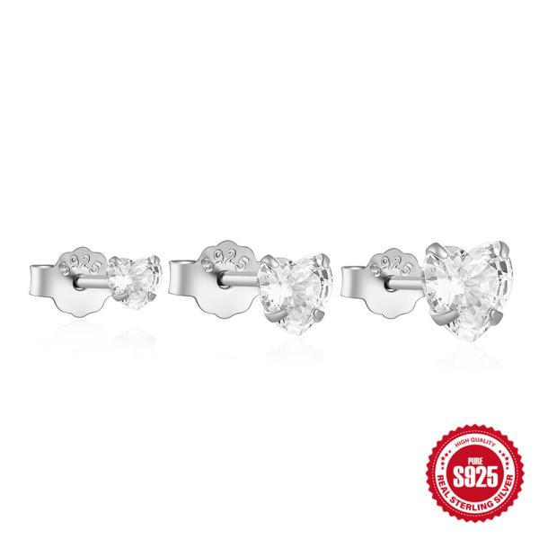 925 Silver Heart Stud Earrings