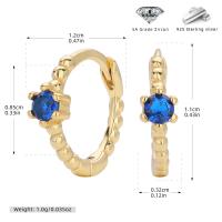 Gold Blue Zircon Huggie Earrings