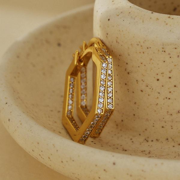 Gold-Tone Pavé Hoop Earrings
