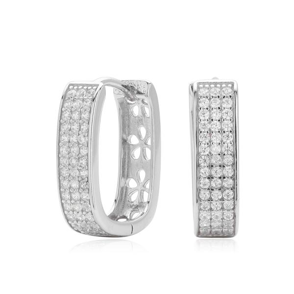 Silver Pavé Huggie Earrings