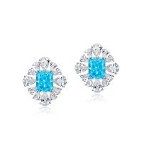 925 Silver Blue Stone Statement Stud Earrings