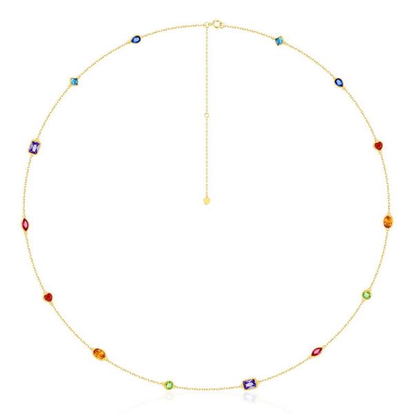 925 Silver Multicolor Gem Station Necklace