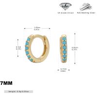 Gold Huggie Earrings with Turquoise Stones