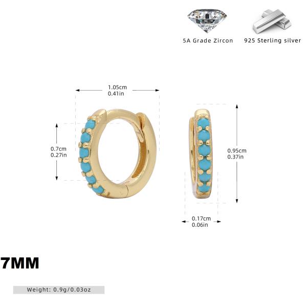 Gold Huggie Earrings with Turquoise Stones