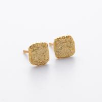 Textured Gold Square Stud Earrings