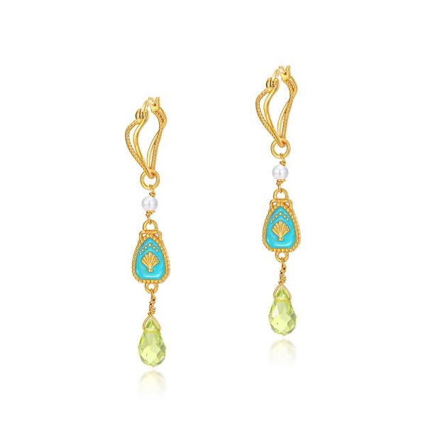 Turquoise Gold Dangle Earrings