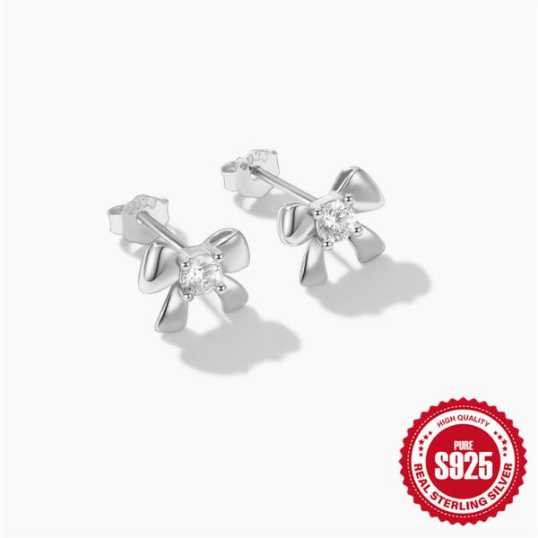 925 Silver Bow Stud Earrings