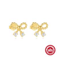 Gold-Plated Bow Stud Earrings