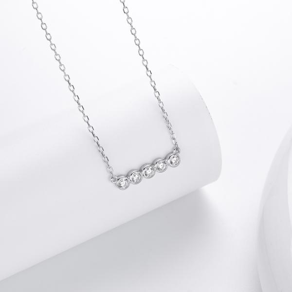 Silver Cubic Zirconia Station Necklace
