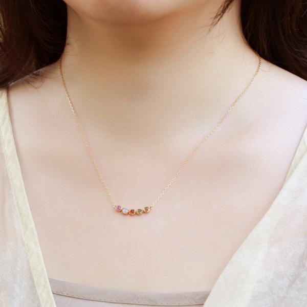 Gold Multicolor Stone Station Necklace