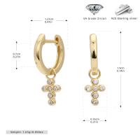 Gold Cross Charm Huggie Earrings