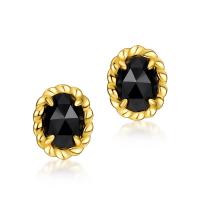 Gold Prong Onyx Stud Earrings