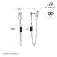 Silver Black Stone Dangle Earrings