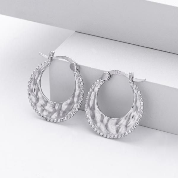 Hammered Silver Hoop Earrings