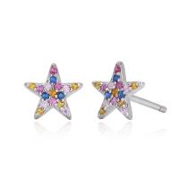 Multicolor Star Pavé Silver Stud Earrings