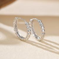 Silver Beaded Small Hoop Earrings