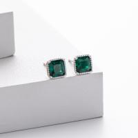 Emerald Green Silver Stud Earrings