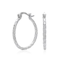 Textured Silver Hoop Earrings