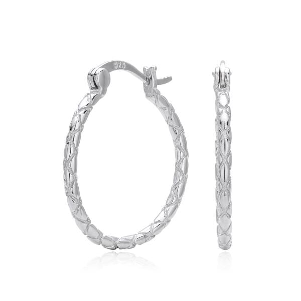 Textured Silver Hoop Earrings