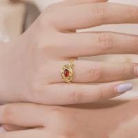 Gold Ruby Floral Solitaire Ring