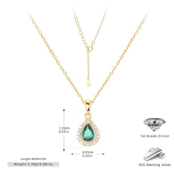 Gold Green Zircon Pendant Necklace