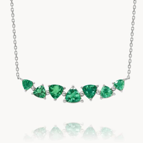 Silver Emerald Station Necklace