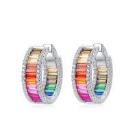 925 Silver Multicolor Channel-Set Hoop Earrings