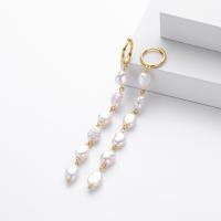 Gold Baroque Pearl Dangle Earrings
