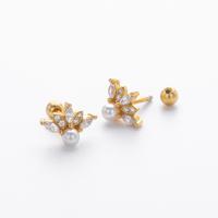 Gold Floral Pearl Jacket Earrings