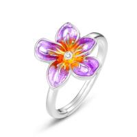 Silver Enamel-Coated Floral Statement Ring