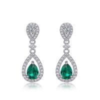 Sterling Silver Emerald Drop Earrings