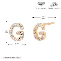 Gold Letter 'G' Zirconia Stud Earrings