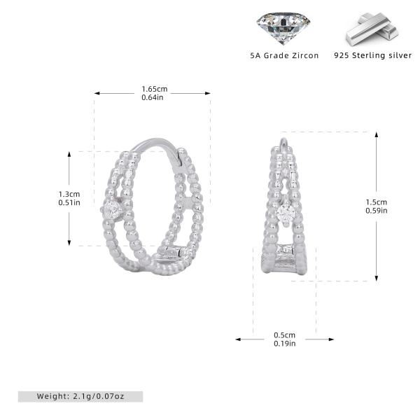 Silver Beaded Hoop Earrings