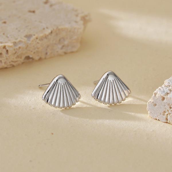 Silver Shell Stud Earrings