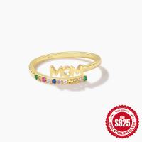 Gold-Plated MOM Ring with Multicolor Stones