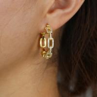 Gold Pavé Geometric Hoop Earrings