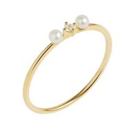 Gold-Plated Pearl Accent Band Ring