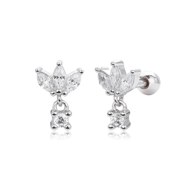 Silver Floral Stud Earrings