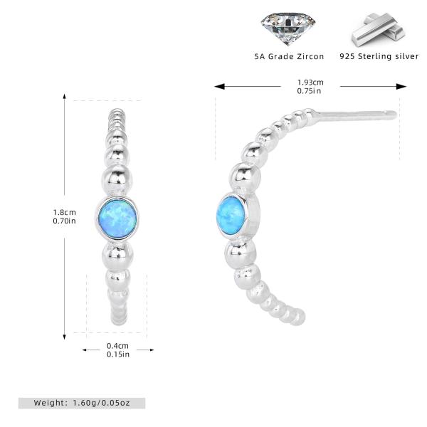 Silver Opal Bezel Hoop Earrings