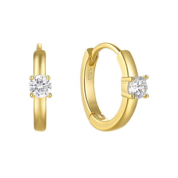 Gold Huggie Earrings with Cubic Zirconia