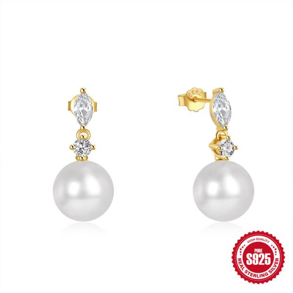 Two-Tone Freshwater Pearl Drop Earrings