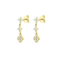 Gold Floral Diamond Dangle Earrings