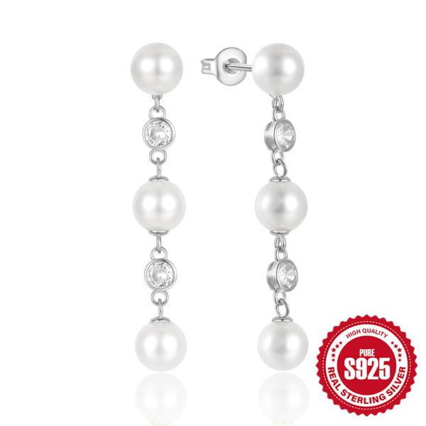 925 Silver Freshwater Pearl Dangle Earrings