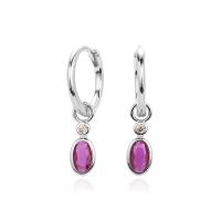 Sterling Silver Pink Drop Hoop Earrings