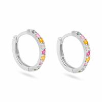 Silver Multicolor Pavé Small Hoop Earrings