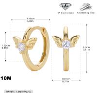 Gold Wing Zirconia Huggie Earrings